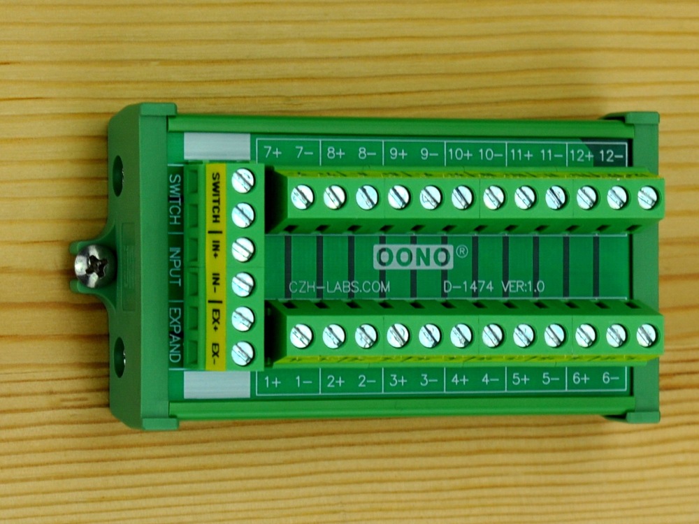 Screw Mount 16Amp 12 Position Terminal Block Distribution Module, with External Switch and Expand Port