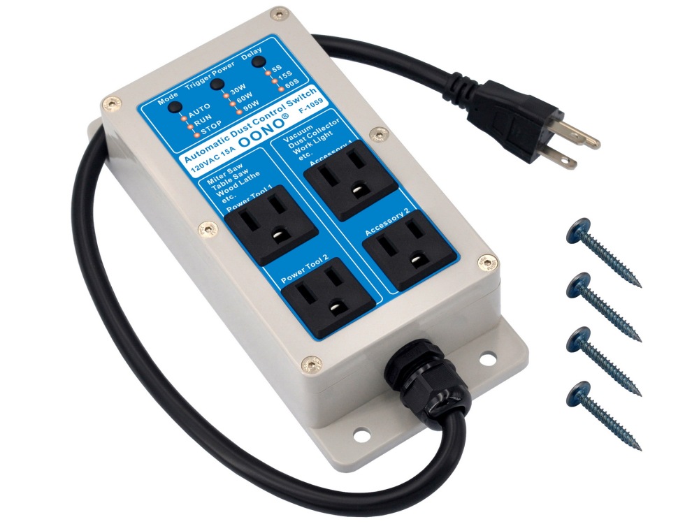 Automated Vacuum Switch Automatic Shutoff, Automatic Dust Control Switch - for Contractors and Woodworkers, OONO F-1059