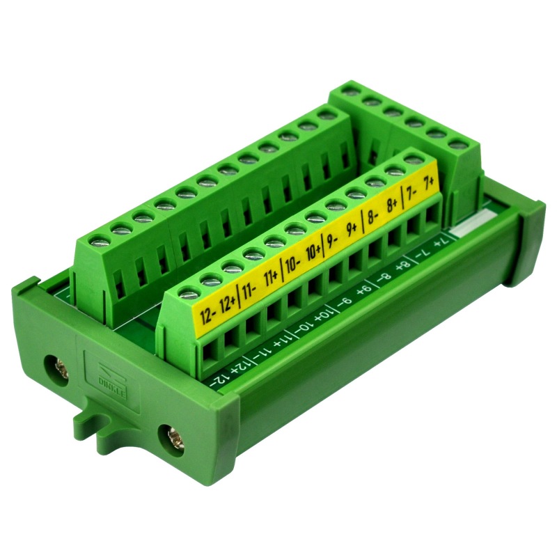 Screw Mount 16Amp 12 Position Terminal Block Distribution Module, with External Switch and Expand Port