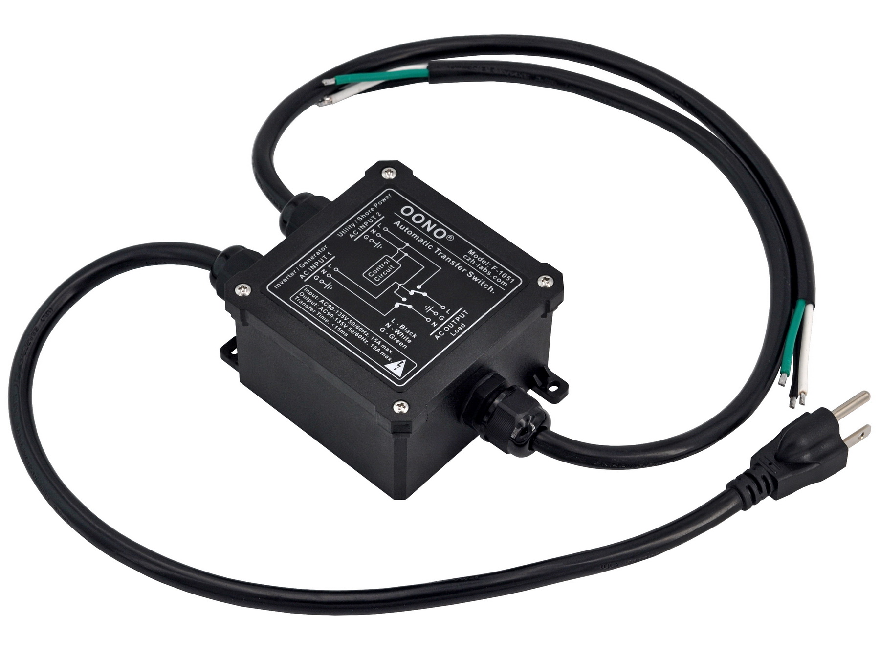 AC120V 15A Automatic Transfer Switch, ATS Auto Transfer Switch, OONO F-1051