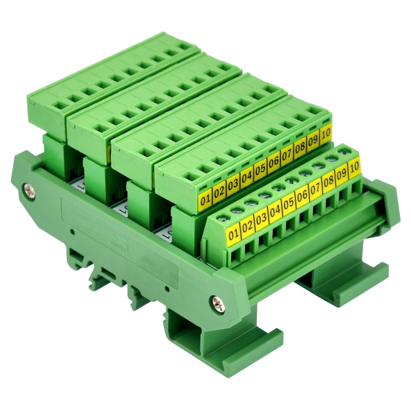 Slim DIN Rail Mount 10A/300V 5x10 Position Pluggable Screw Terminal Block Distribution Module