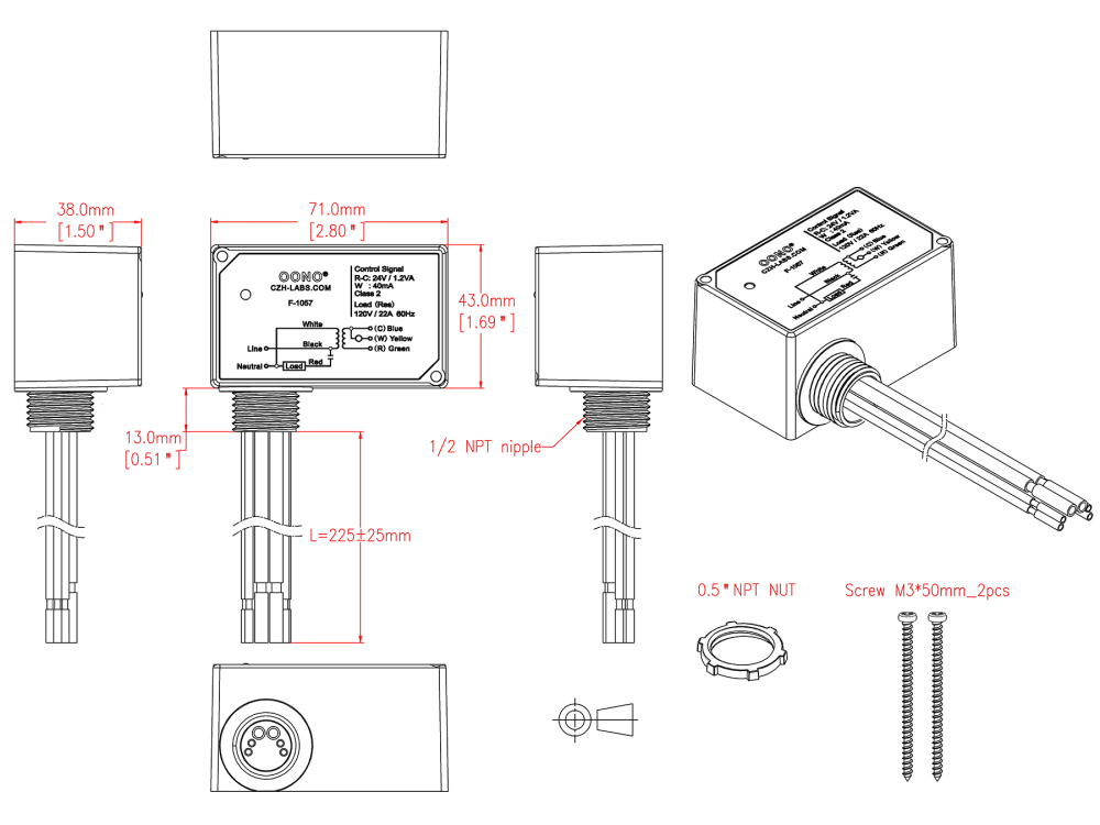 AC120V On/Off Switching Electric Heating Relay with Built-in 24V Transformer, OONO F-1057