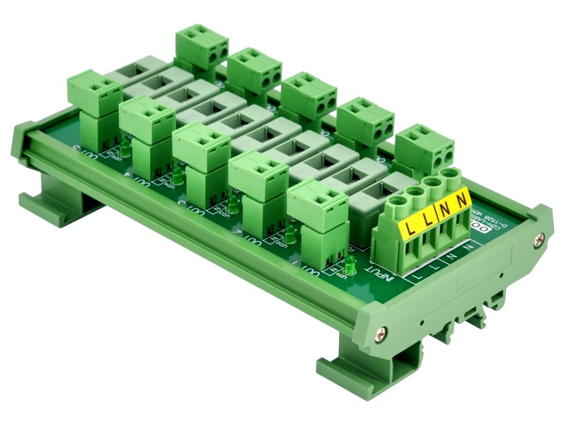 DIN Rail Mount Fused AC 24-250V 10 Position Pluggable Terminal Block Power Distribution Module