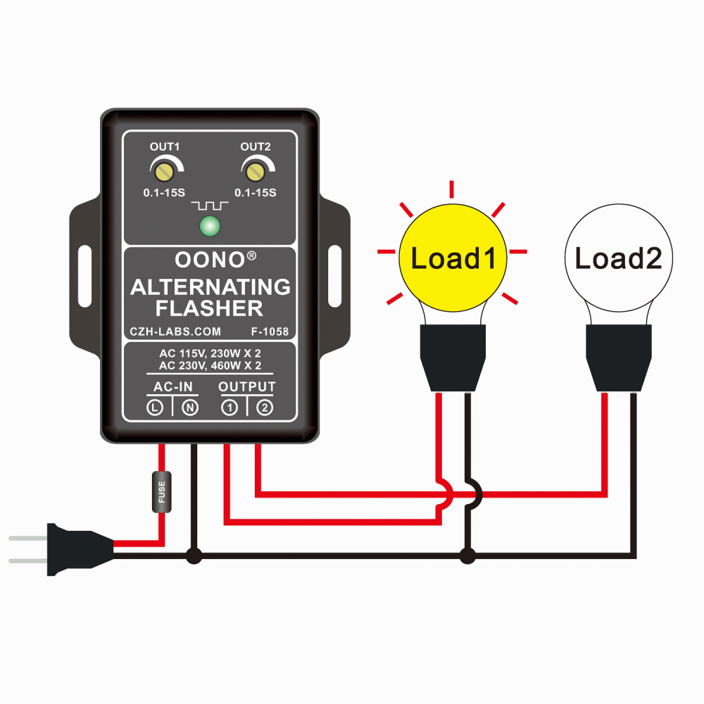AC 100 - 240V 2A Dual Output Alternating Flasher Module, OONO F-1058