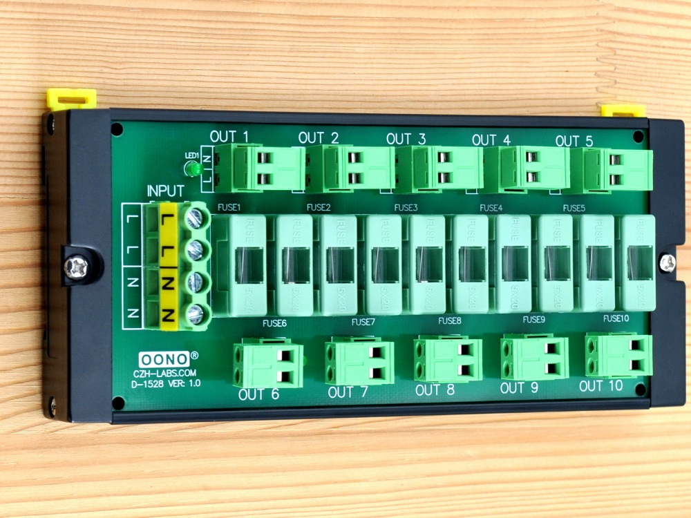 Screw Mount Fused AC 24-250V 10 Position Pluggable Terminal Block Power Distribution Module