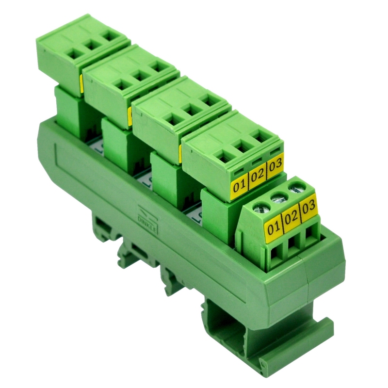 Slim DIN Rail Mount 10A/300V 5x3 Position Pluggable Screw Terminal Block Distribution Module