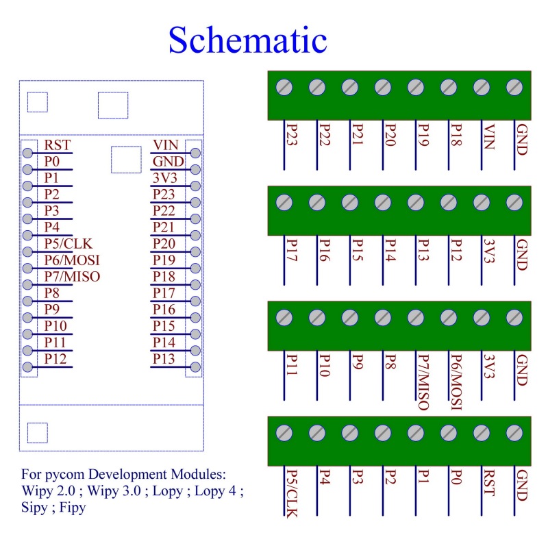 Screw Terminal Block Breakout Module Board for Pycom WiPy LoPy SiPy FiPy