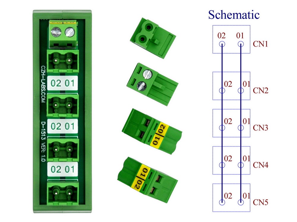 Slim DIN Rail Mount 10A/300V 5x2 Position Pluggable Screw Terminal Block Distribution Module