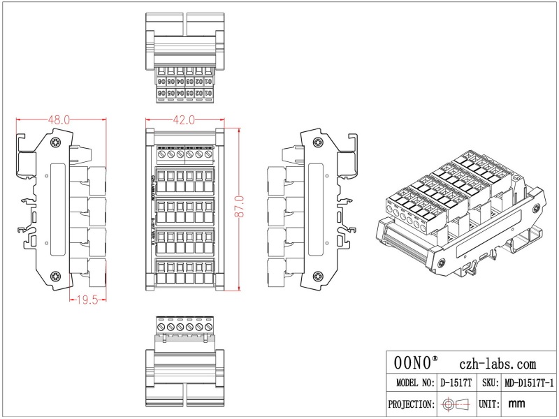 Slim DIN Rail Mount 10A/300V 5x6 Position Pluggable Screw Terminal Block Distribution Module