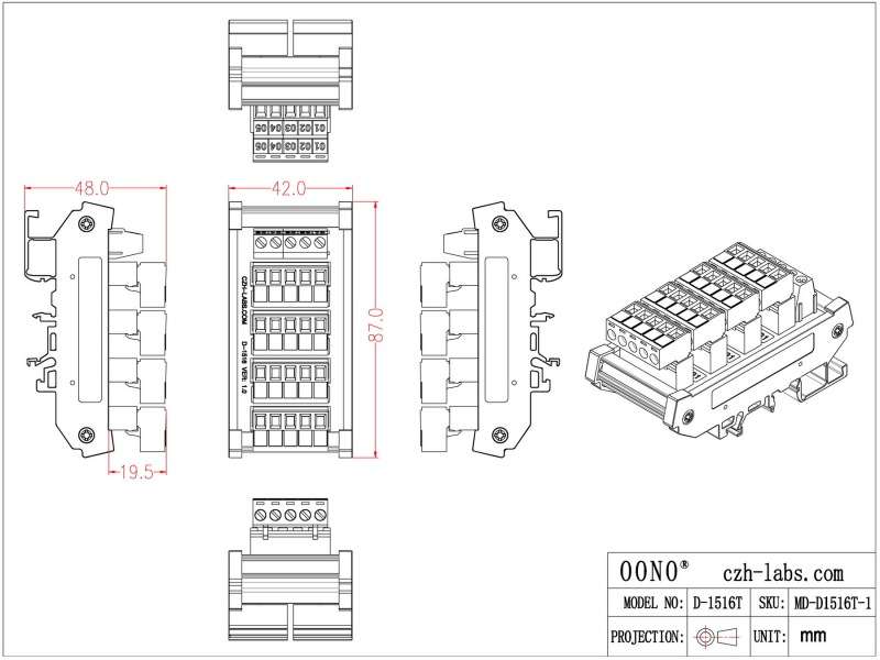 Slim DIN Rail Mount 10A/300V 5x5 Position Pluggable Screw Terminal Block Distribution Module