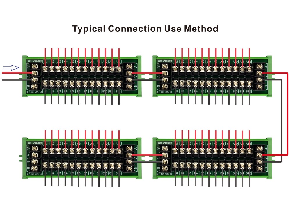 DIN Rail Mount 20Amp 2x12 Position Barrier Terminal Block Power Distribution Module