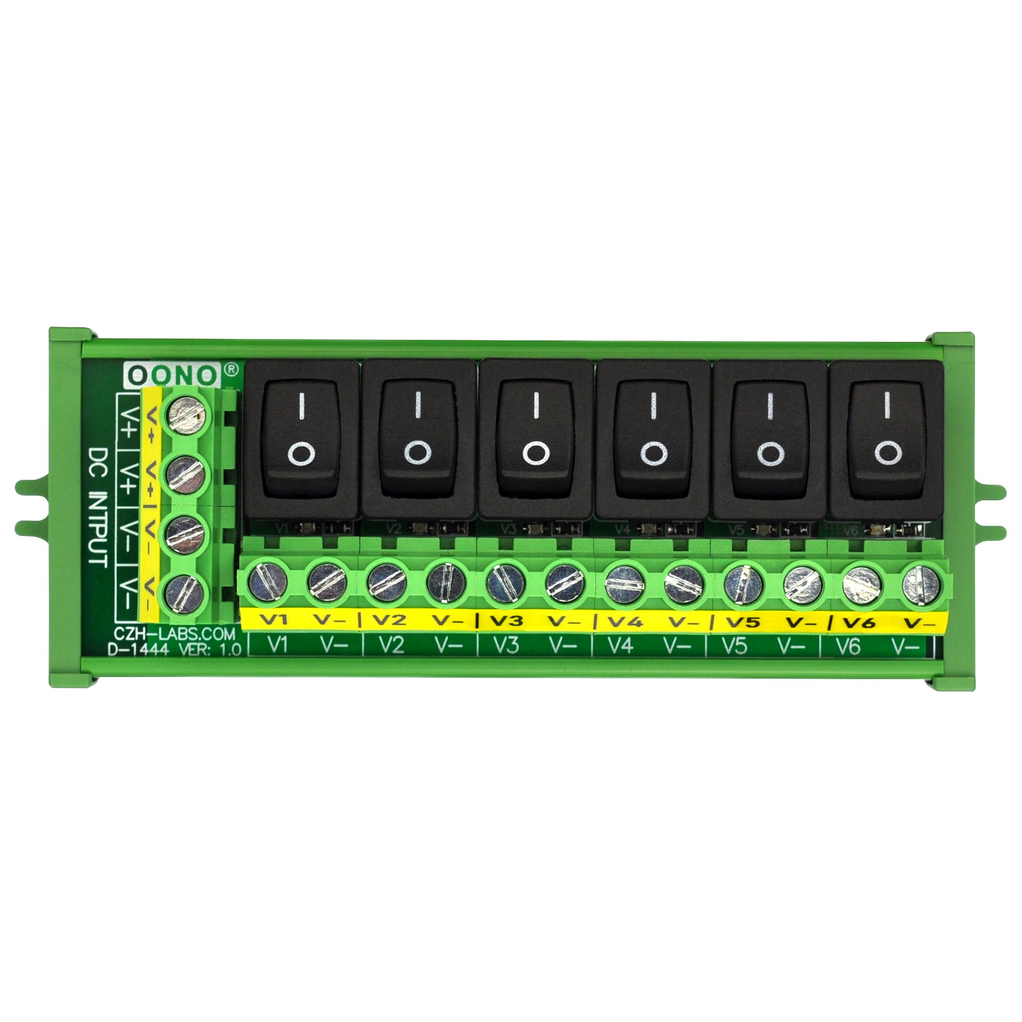 Power Distribution Strip Module Screw Mount 6 Channel Rocker Switch DC Power Distribution Strip Module