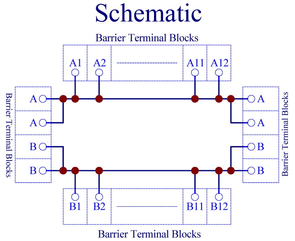 DIN Rail Mount 20Amp 2x12 Position Barrier Terminal Block Power Distribution Module