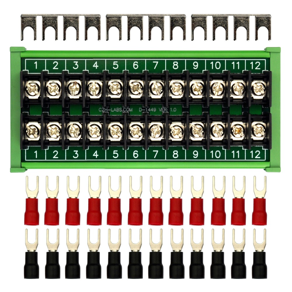 DIN Rail Mount 20Amp 2x12 Position Barrier Terminal Block Module