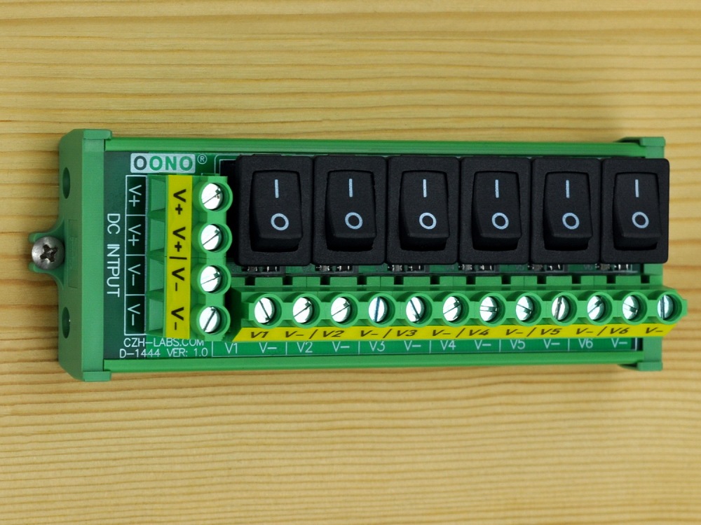 Screw Mount 6 Channel Rocker Switch DC Power Distribution Strip Module