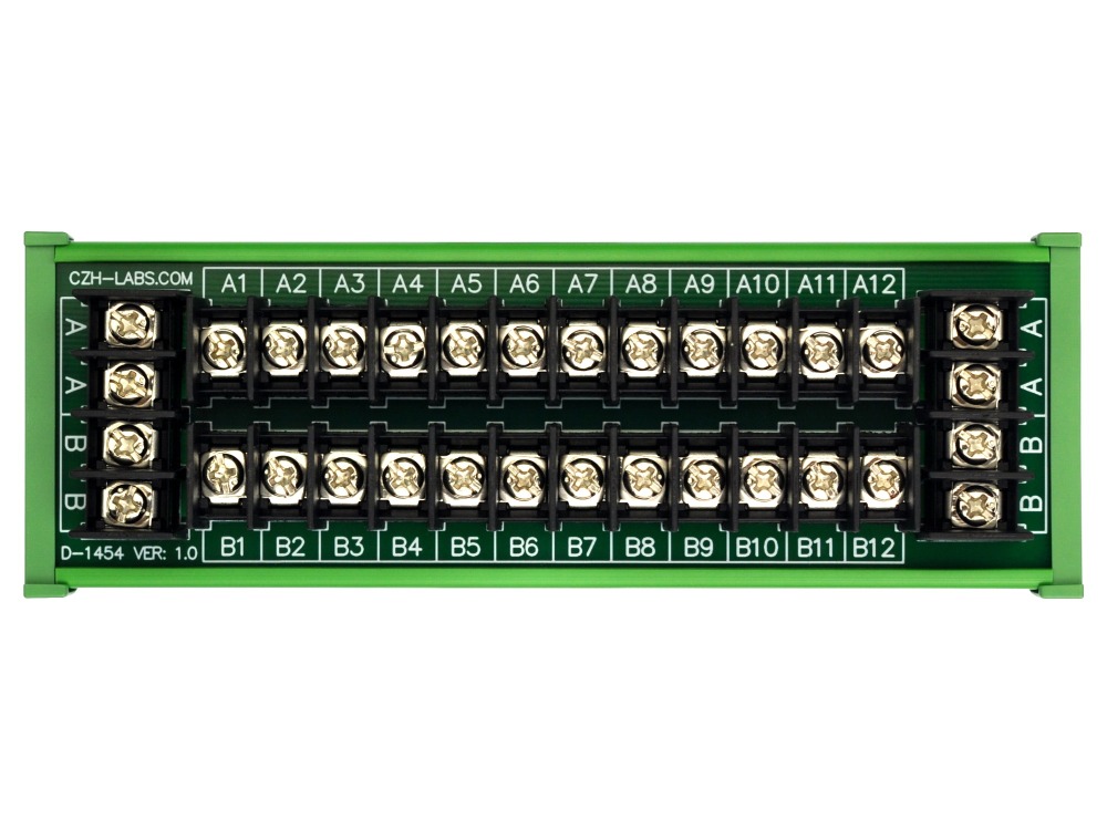 DIN Rail Mount 20Amp 2x12 Position Barrier Terminal Block Power Distribution Module
