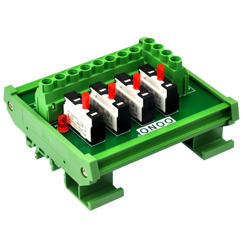 Resettable Thermal Circuit Breaker Overload Protector 4 Channel Power Distribution Module DIN Rail Mount