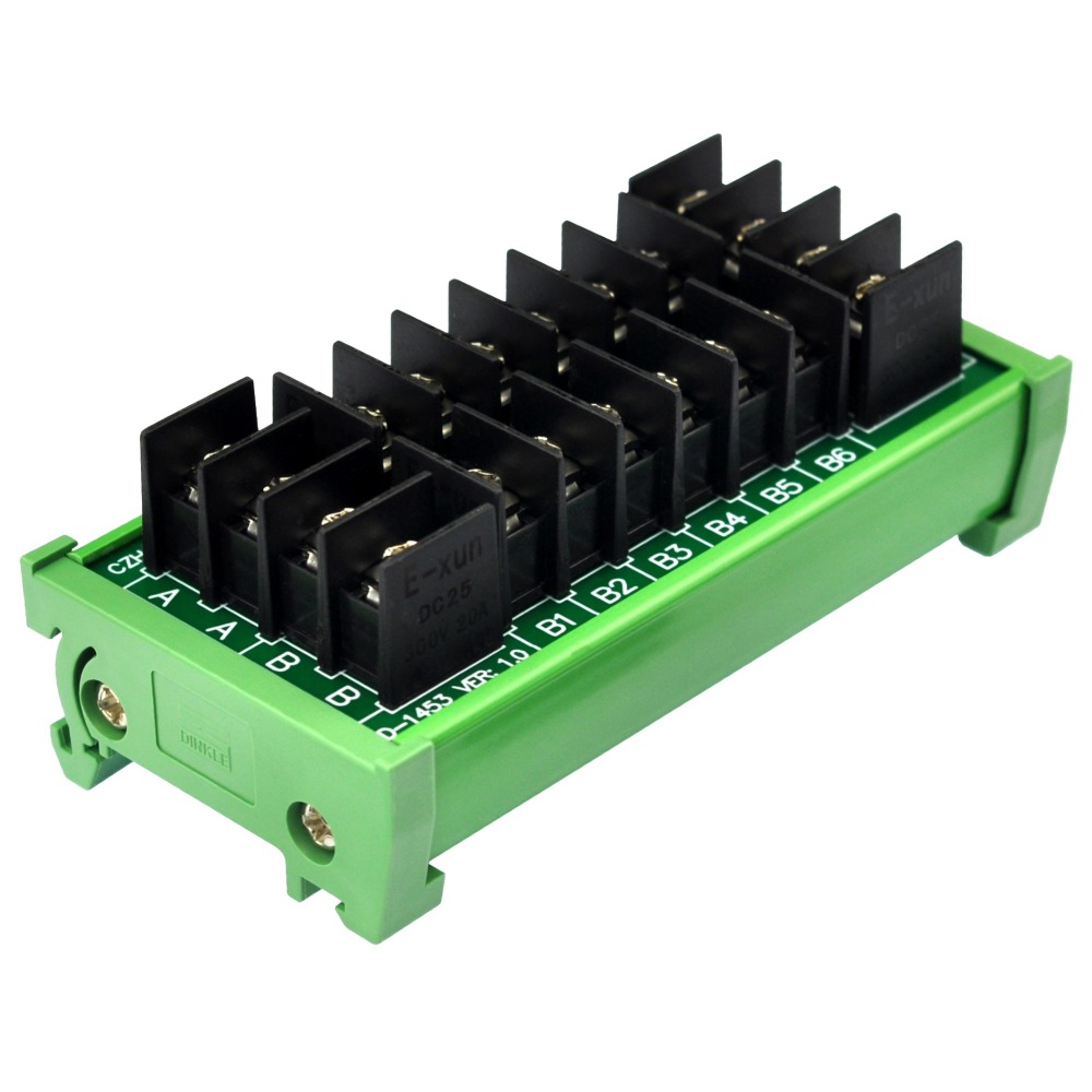 DIN Rail Mount 20Amp 2x6 Position Barrier Terminal Block Power Distribution Module