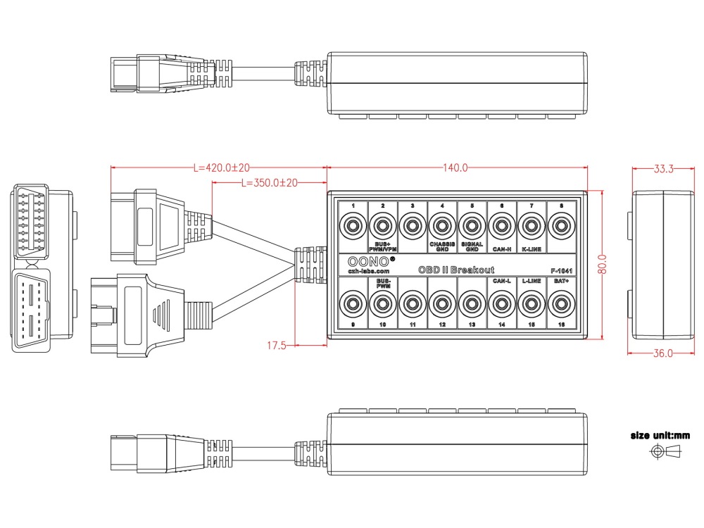 OBD-II Breakout Diagnostic Box, OBD2 Pinout Tester Detector