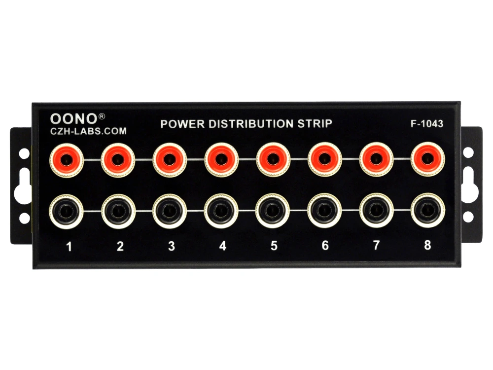 OONO F-1043 Banana Jack 8 Outlet Power Distribution Strip Box