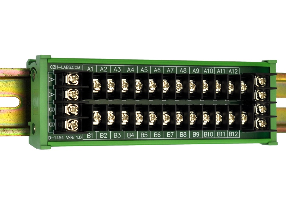 DIN Rail Mount 20Amp 2x12 Position Barrier Terminal Block Power Distribution Module