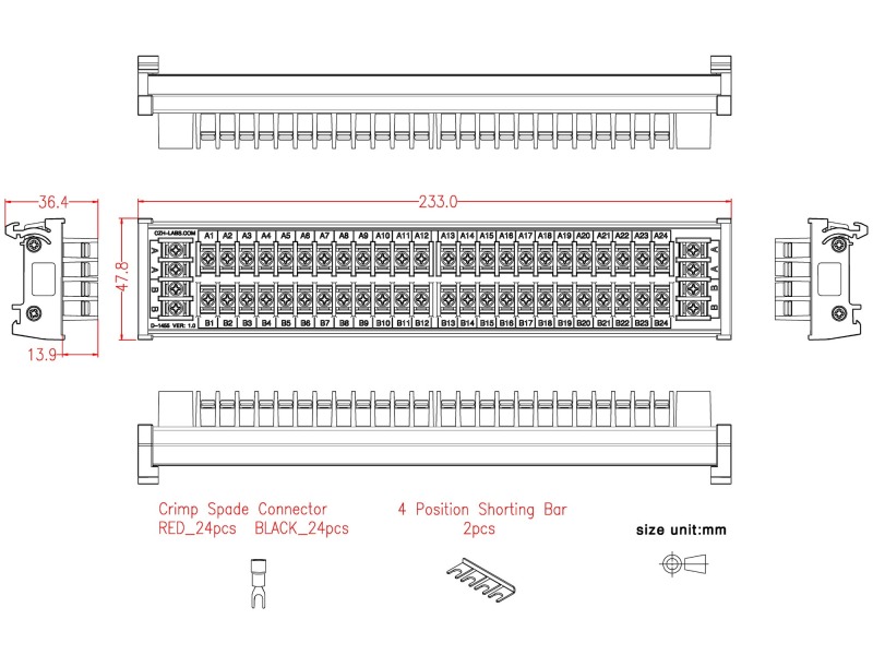 DIN Rail Mount 20Amp 2x24 Position Barrier Terminal Block Power Distribution Module