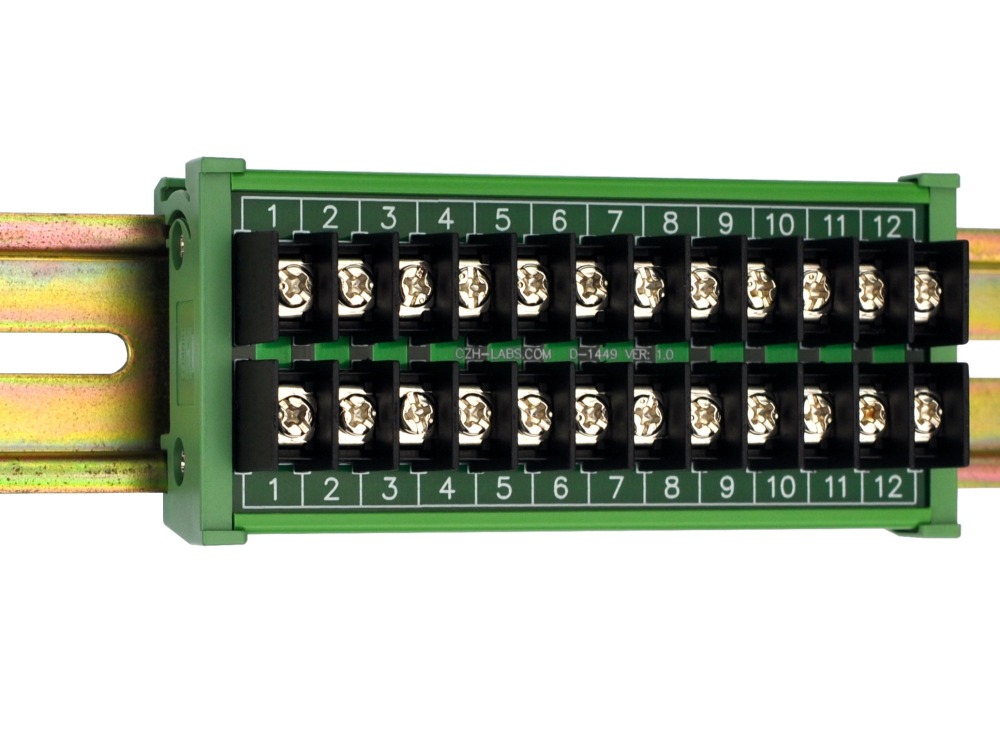 DIN Rail Mount 20Amp 2x12 Position Barrier Terminal Block Module