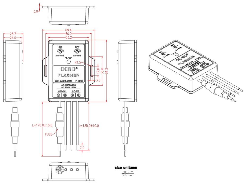 AC 100 - 240V 3A Blinking Flasher Module