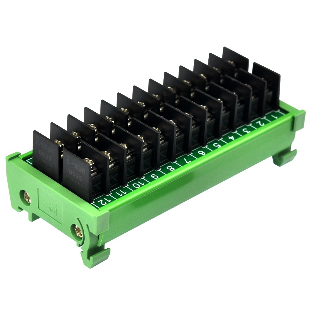 DIN Rail Mount 20Amp 2x12 Position Barrier Terminal Block Module