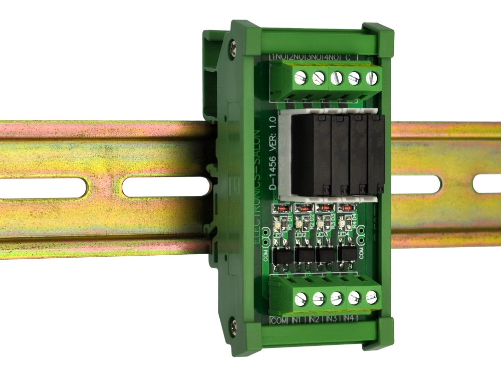 DIN Rail Mount AC/DC 5V 12V 24V 4 SPST-NO 5Amp Power Relay Module