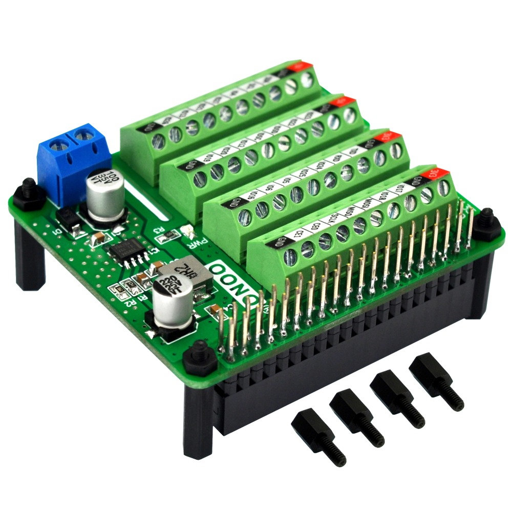 RPi Step-down DC-DC Converter HAT for Raspberry Pi, with Terminal Block GPIO Breakout