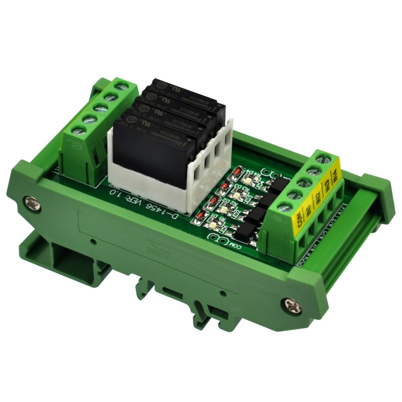 DIN Rail Mount AC/DC 5V 12V 24V 4 SPST-NO 5Amp Power Relay Module