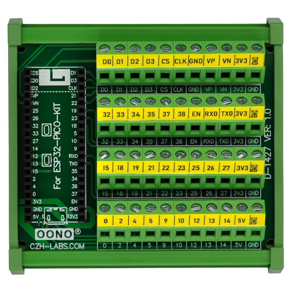 DIN Rail Mount Screw Terminal Block Breakout Module Board for ESP32-PICO-KIT