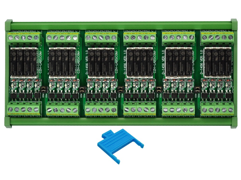 DIN Rail Mount AC/DC 5V 12V 24V 24 SPST-NO 5Amp Power Relay Module
