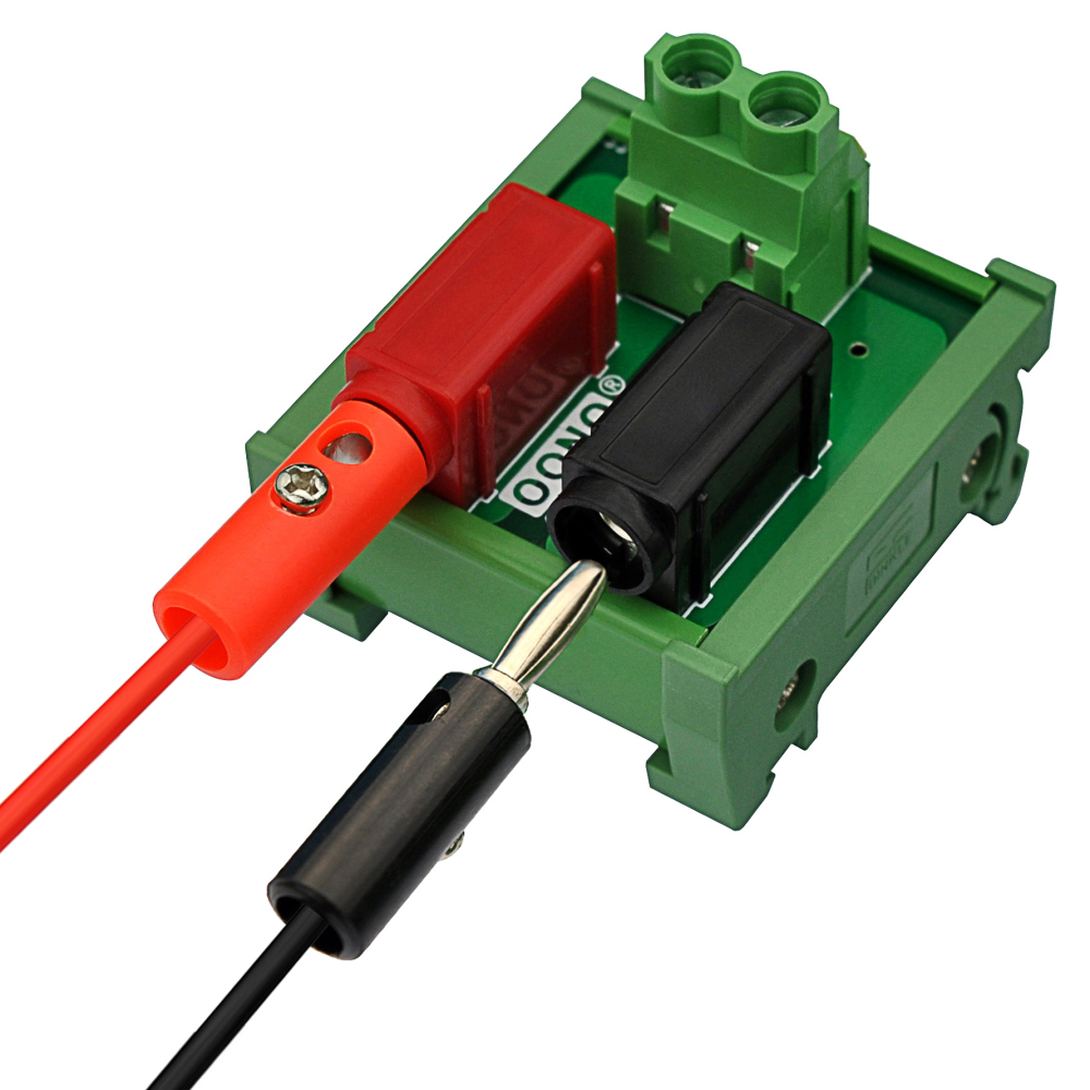 Banana Jack Breakout Board Module, DIN Rail Mount, 1 x 2 Positions