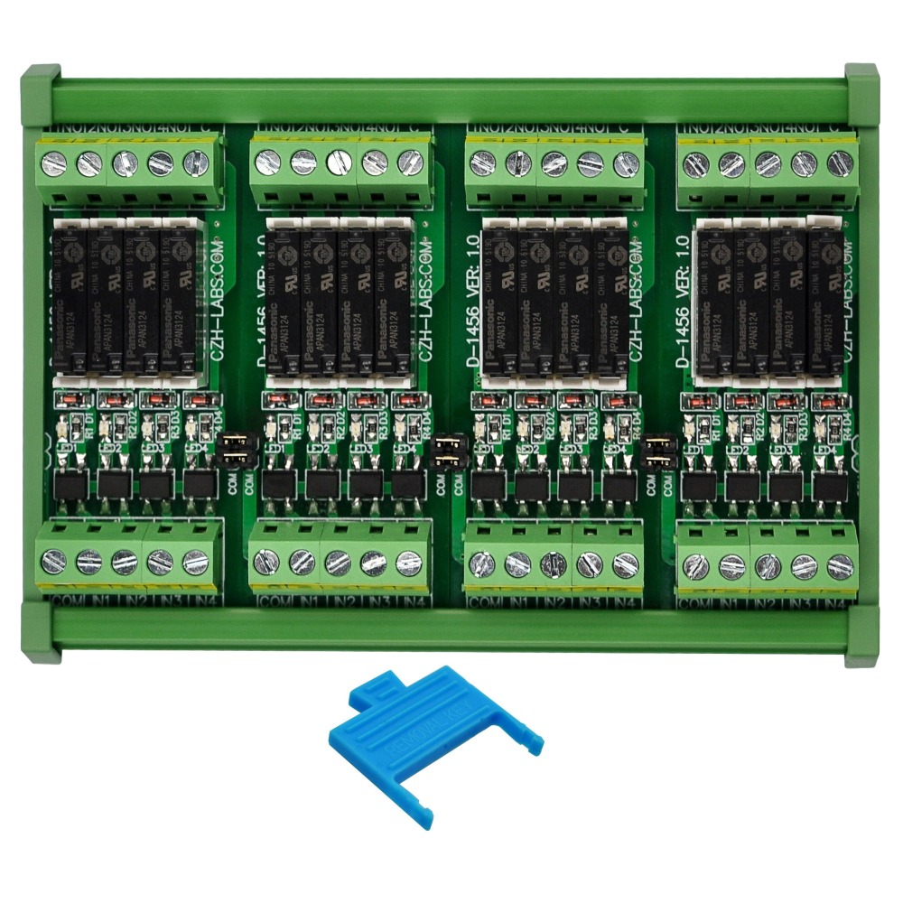 DIN Rail Mount AC/DC 5V 12V 24V 16 SPST-NO 5Amp Power Relay Module