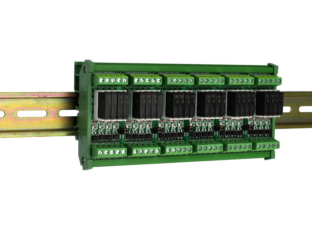 DIN Rail Mount AC/DC 5V 12V 24V 24 SPST-NO 5Amp Power Relay Module