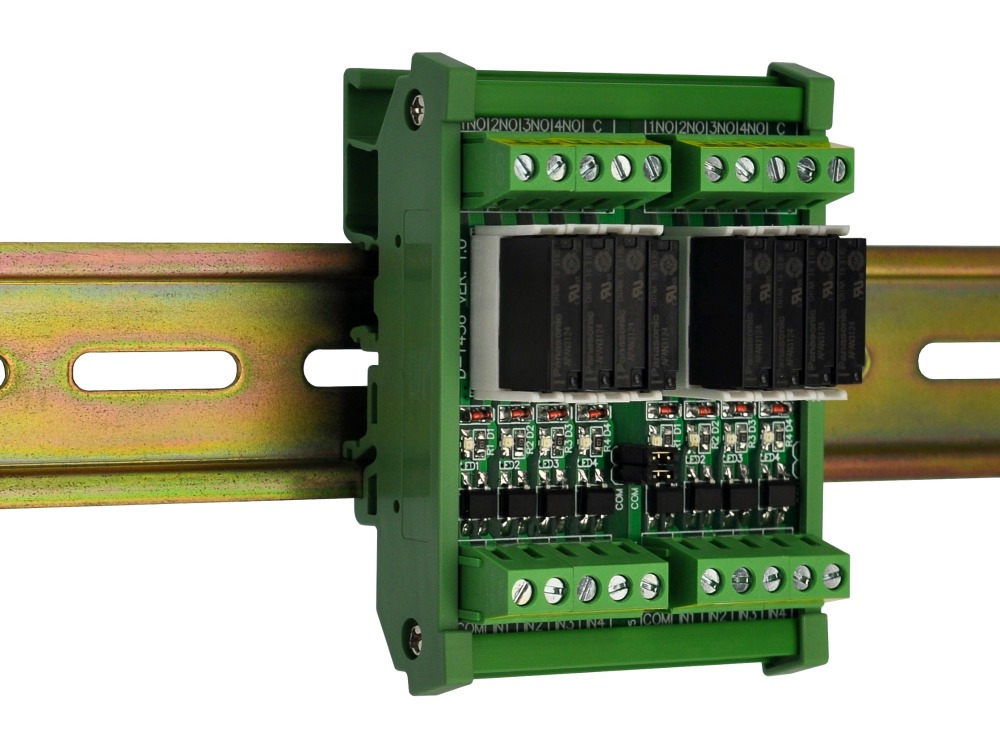 DIN Rail Mount AC/DC 5V 12V 24V 8 SPST-NO 5Amp Power Relay Module