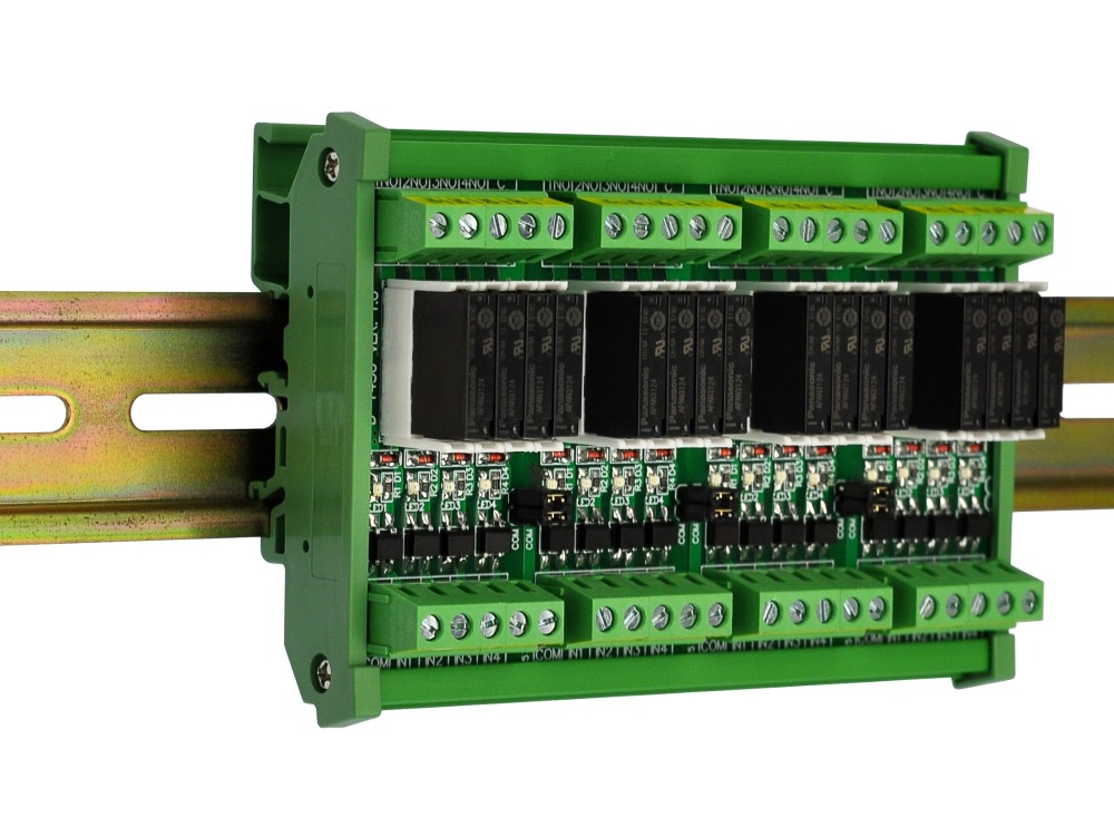 DIN Rail Mount AC/DC 5V 12V 24V 16 SPST-NO 5Amp Power Relay Module