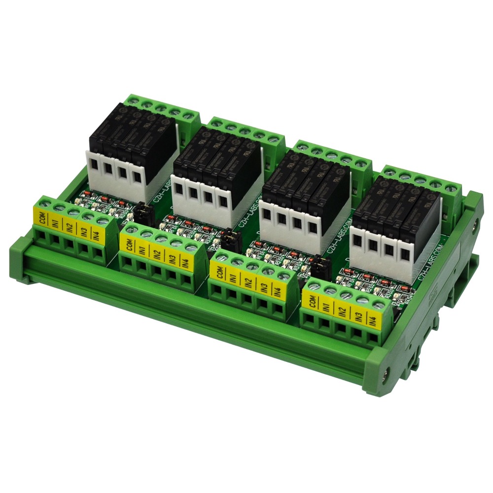 DIN Rail Mount AC/DC 5V 12V 24V 16 SPST-NO 5Amp Power Relay Module