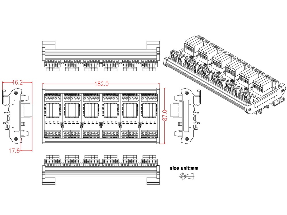 DIN Rail Mount AC/DC 5V 12V 24V 24 SPST-NO 5Amp Power Relay Module