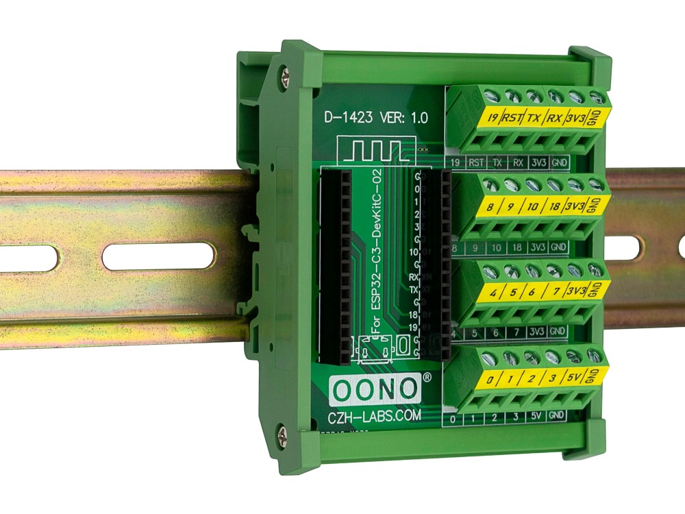 DIN Rail Mount Screw Terminal Block Breakout Module Board for ESP32-C3-DevKitC-02
