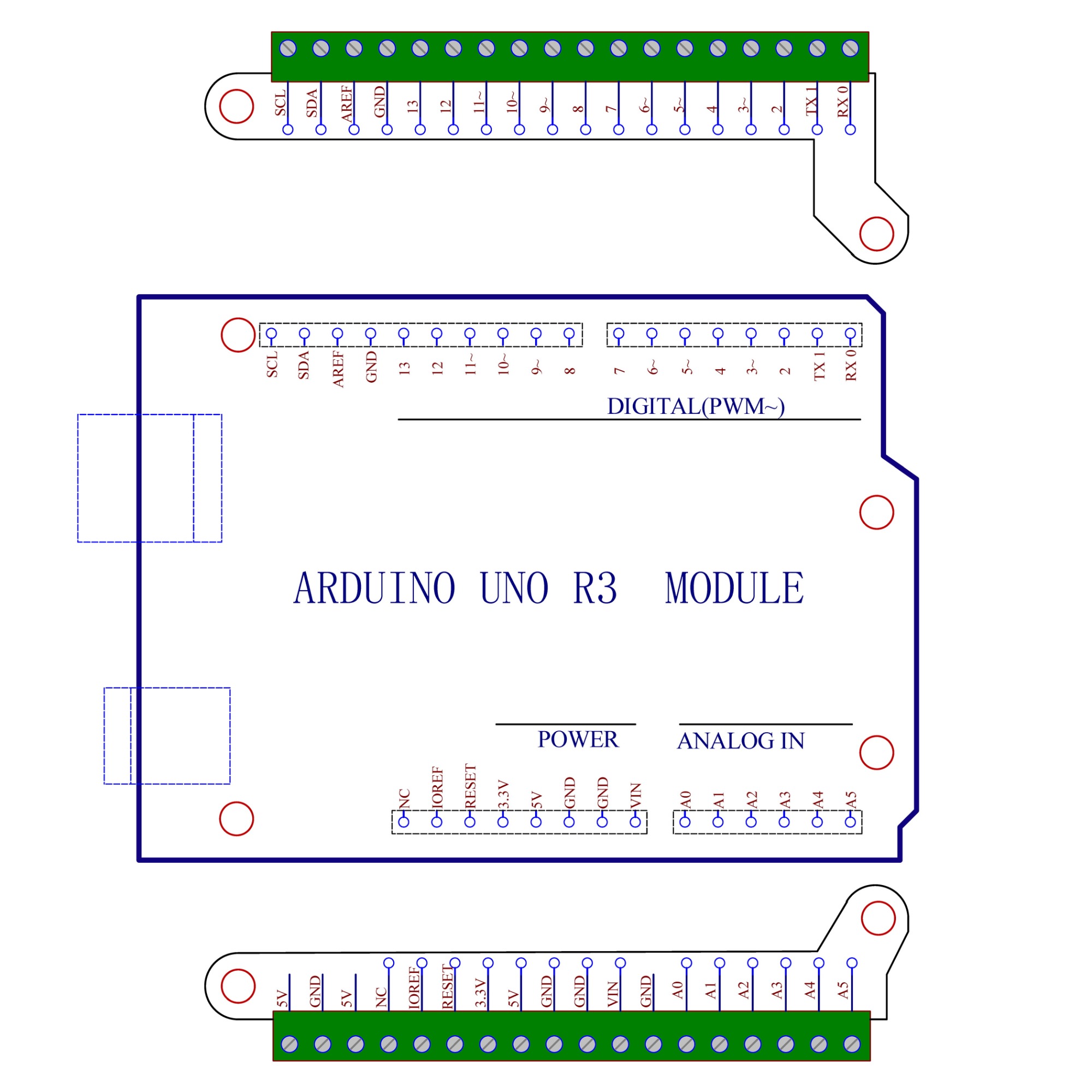 Ultra-small GPIO Terminal Block Breakout Board Module for Arduino UNO R3