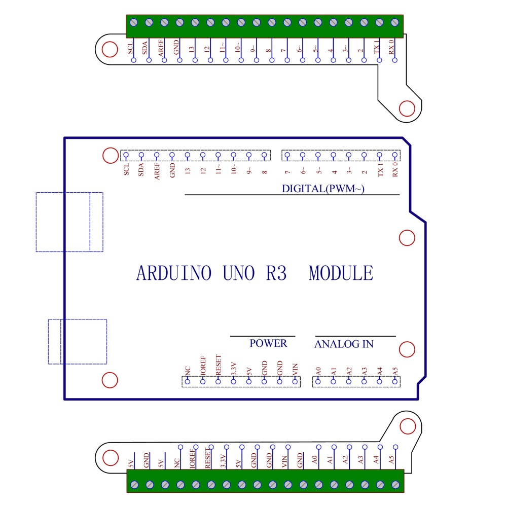 Ultra-small GPIO Terminal Block Breakout Board Module for Arduino UNO R3