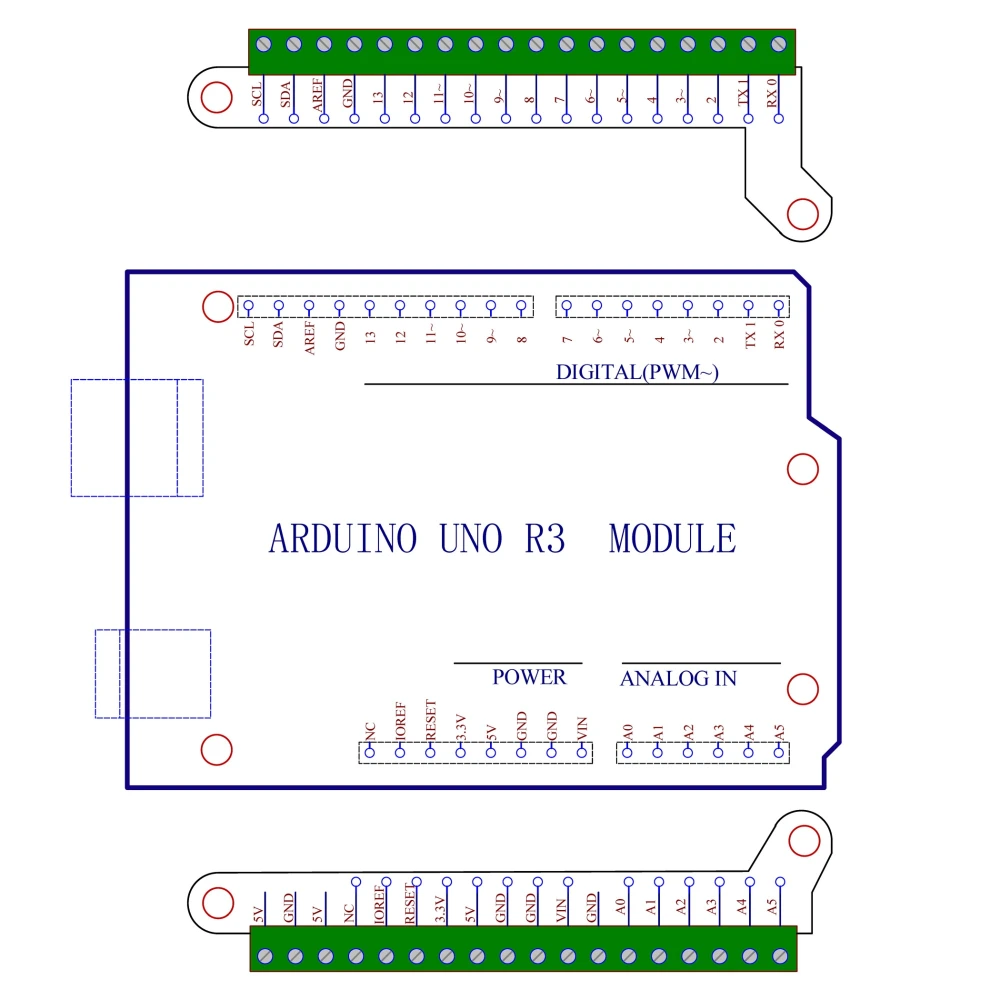 Arduino Terminal Block Board Ultra-small GPIO Terminal Block Breakout Board Module for Arduino UNO R3