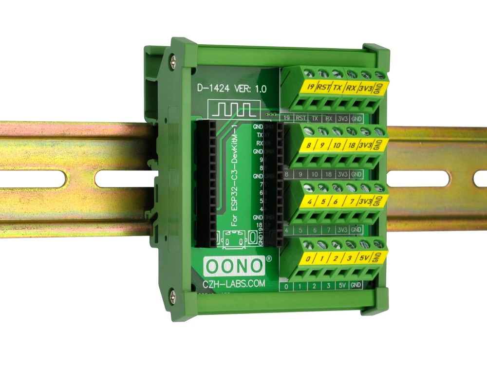 DIN Rail Mount Screw Terminal Block Breakout Module Board for ESP32-C3-DevKitM-1