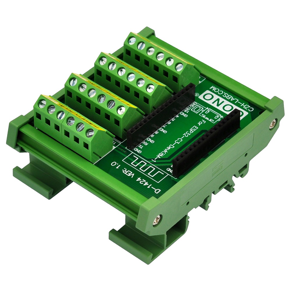 DIN Rail Mount Screw Terminal Block Breakout Module Board for ESP32-C3-DevKitM-1