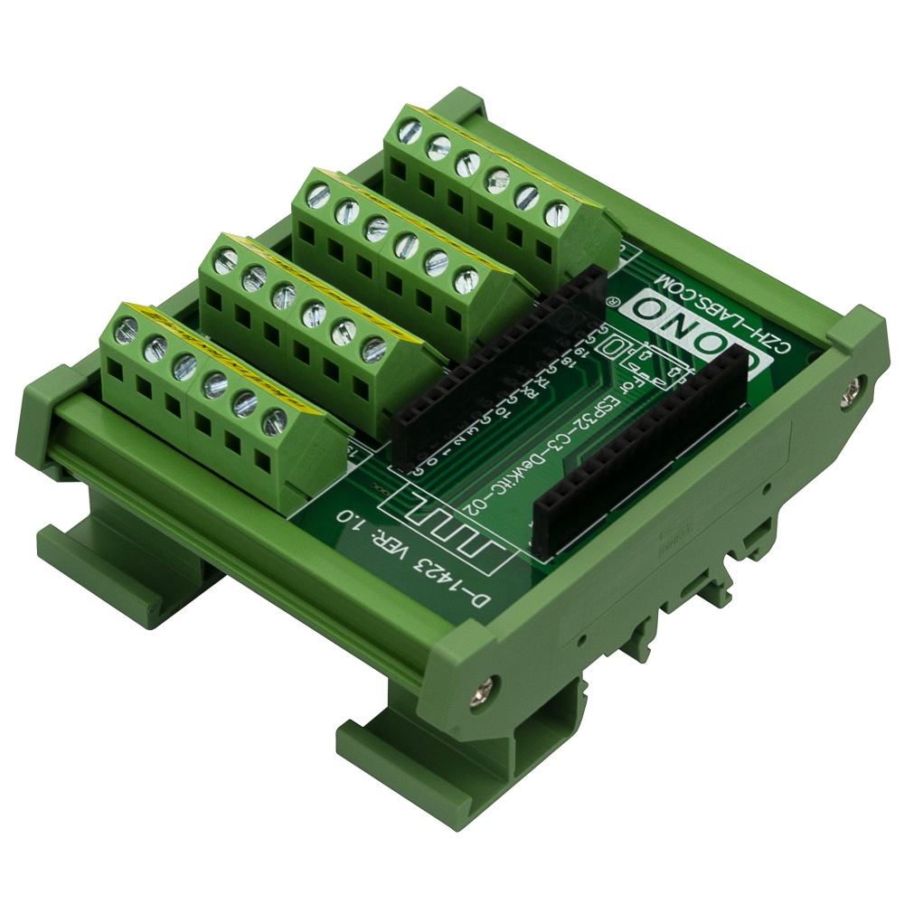 DIN Rail Mount Screw Terminal Block Breakout Module Board for ESP32-C3-DevKitC-02