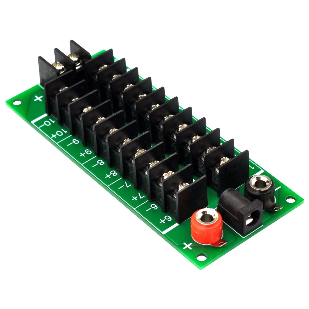 20 Amp 2x10 Position Barrier Terminal Block Distribution Module for AC DC