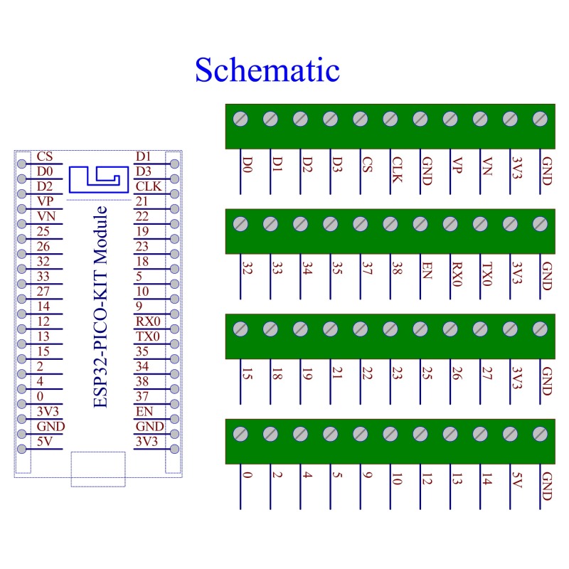 Screw Terminal Block Breakout Module Board for ESP32-PICO-KIT